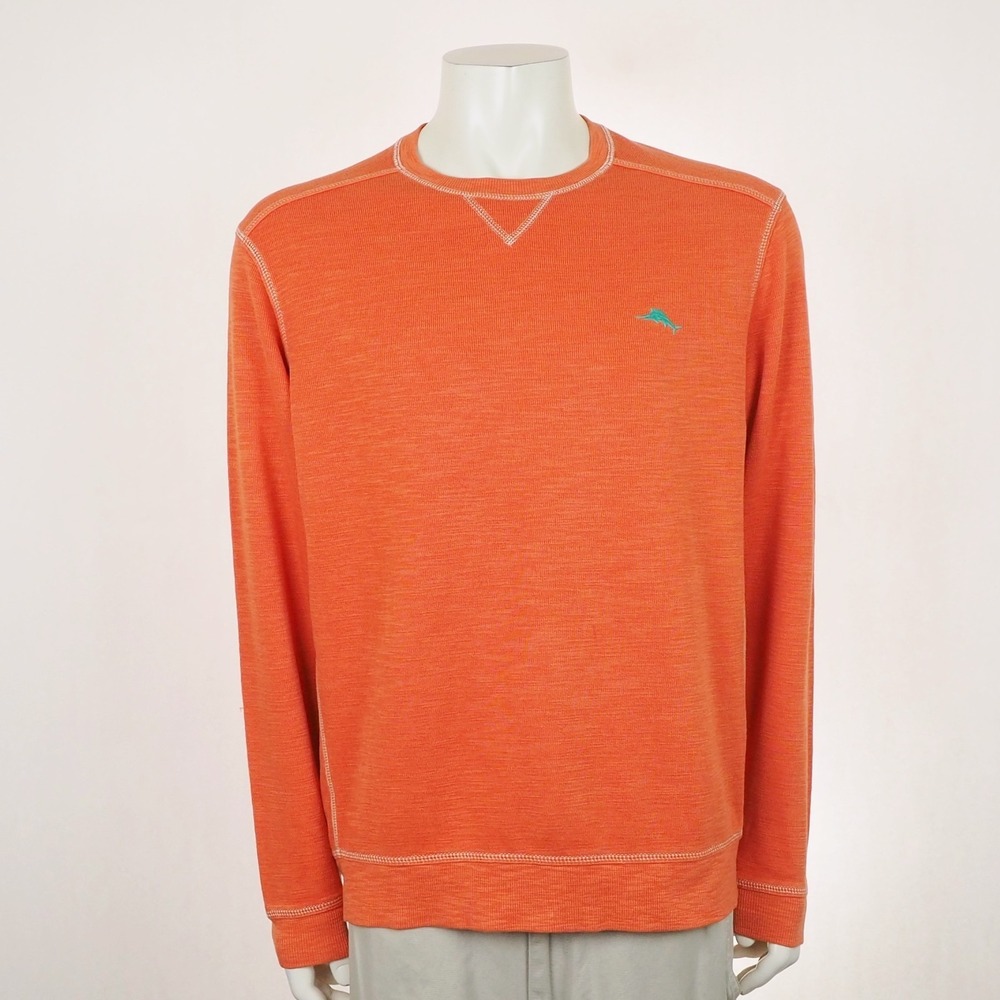 Tommy Bahama Tobago Bay Crewneck Sweatshirt Mens Large Orange Crew Sweater